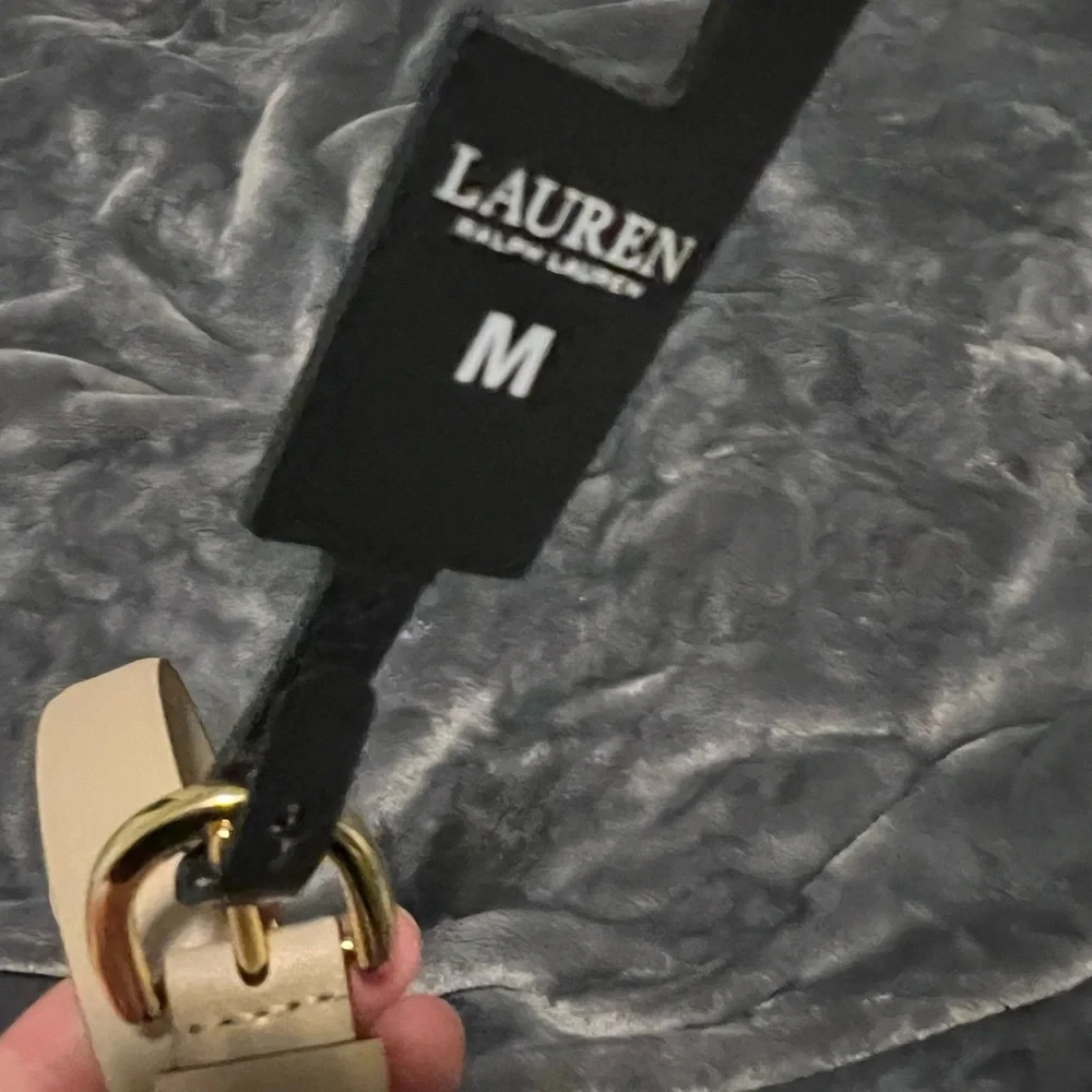 LAUREN RALPH LAUREN Crosstitch Leather Belt w/ Charm Size Medium or Large NWT